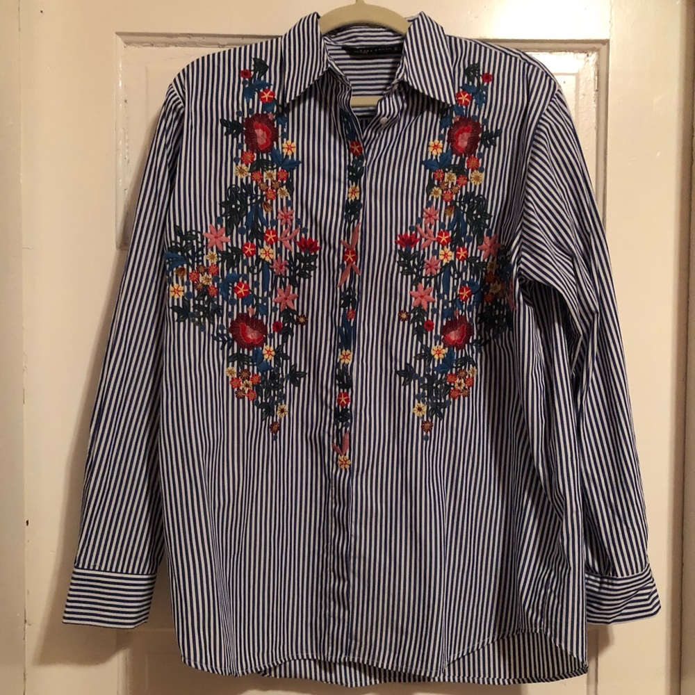 Euc sz large Zara floral button down